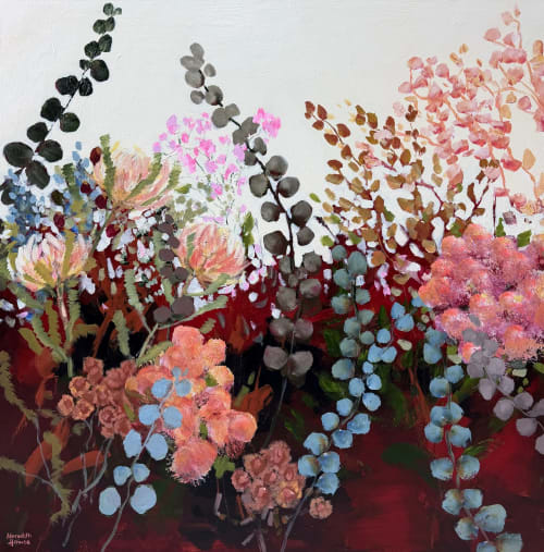 Silver Dollar Eucalyptus Vintage | Oil And Acrylic Painting in Paintings by Meredith H