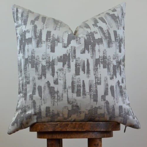 Grey Brush Strokes Decorative Pillow 18x18 | Pillows by Vantage Design