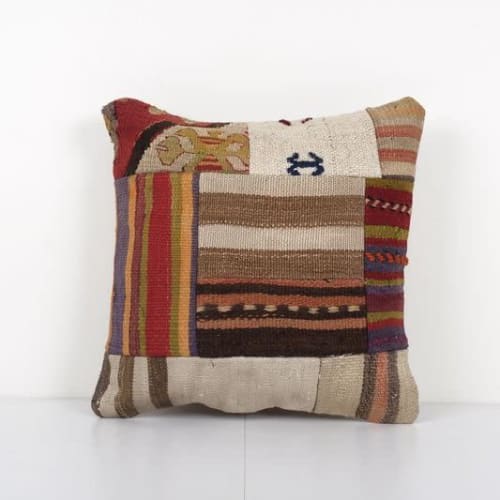 Vintage Turkish Handmade Large Patchwork Cushion, Flat-Weave | Pillows by Vintage Pillows Store