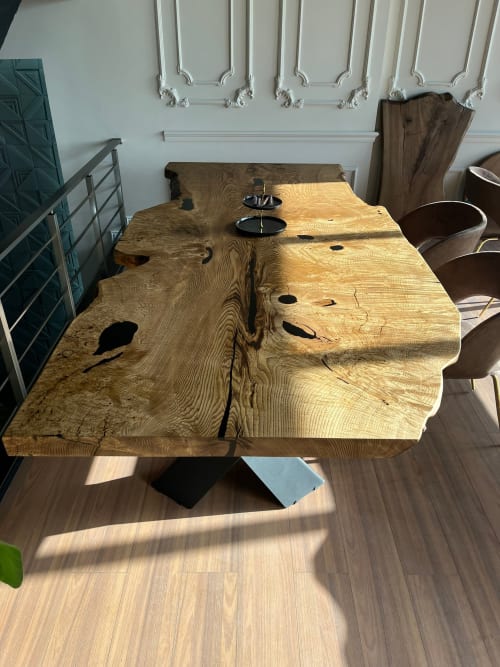 Conference Wood Table Live Edge Chestnut Table | Tables by Tinella Collection