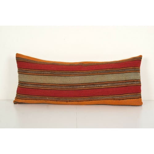 Extra Long Red Turkish Kilim Pillow Cover, Turkish Rug | Linens & Bedding by Vintage Pillows Store