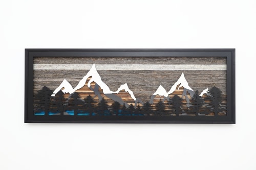 Pine Tree Forest Glacial Lake Mountains | Wall Sculpture in Wall Hangings by Craig Forget