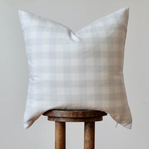 Off-White & Light Grey Buffalo Check Wool Blend Decorative 2 | Pillows by Vantage Design