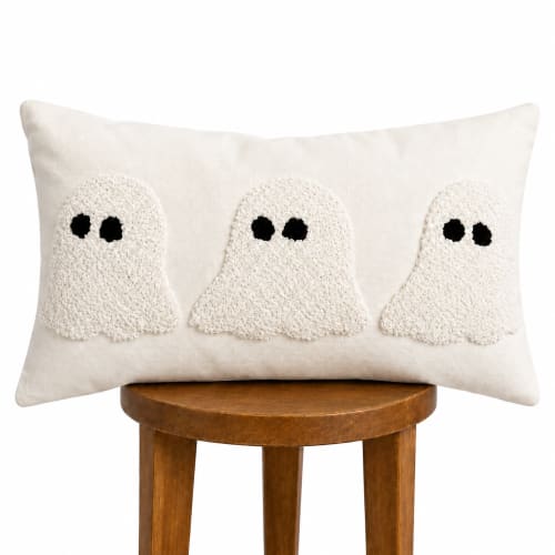 Ivory Tufted Ghost Lumbar Pillow Cover | Pillows by Busa Designs