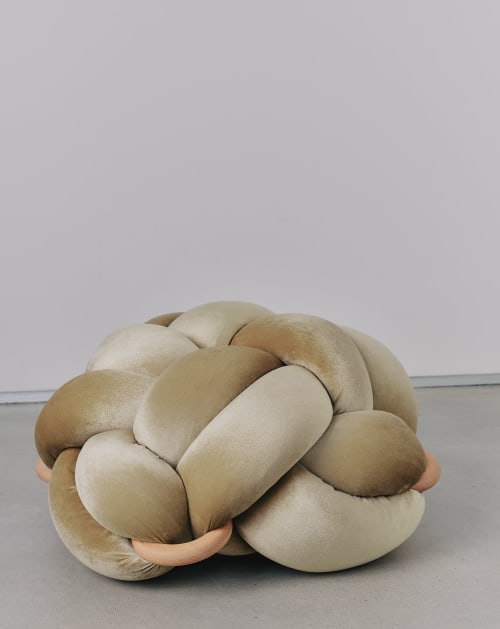 (M) Champagne Velvet Knot Floor Cushion | Pouf in Pillows by Knots Studio