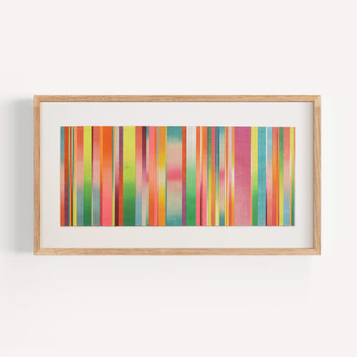 Irregular Stripe Colour Study Painting, Landscape Red Ombre | Mixed Media in Paintings by Amelia Coward