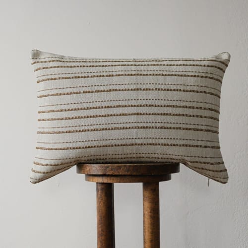 Cream Cotton with Golden Cording Lumbar Pillow 16x24 | Pillows by Vantage Design