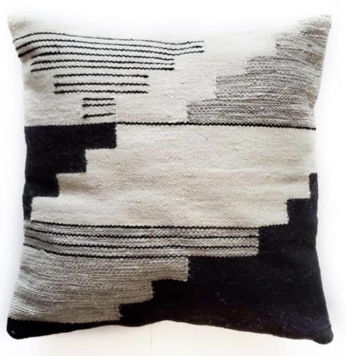 Black Terra Handwoven Wool Decorative Throw Pillow Cover | Pillows by Mumo Toronto