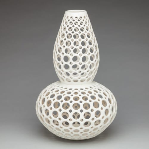 Elongated Double Gourd Lace Vessel | Decorative Objects by Lynne Meade