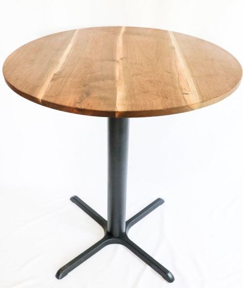 Modern Round Walnut Pub Table | Cocktail Table in Tables by Hazel Oak Farms