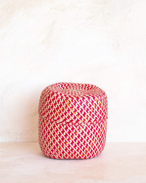 Small Oaxacan Woven Basket - Crimson | Storage Basket in Storage by MINNA
