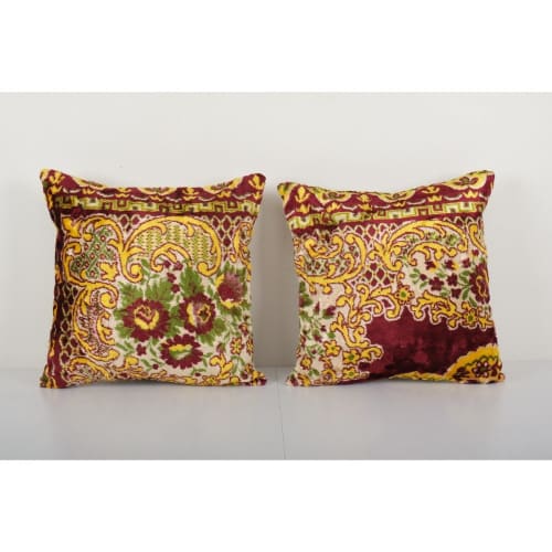 Set of Two Vintage Velvet Cushion Cover | Linens & Bedding by Vintage Pillows Store