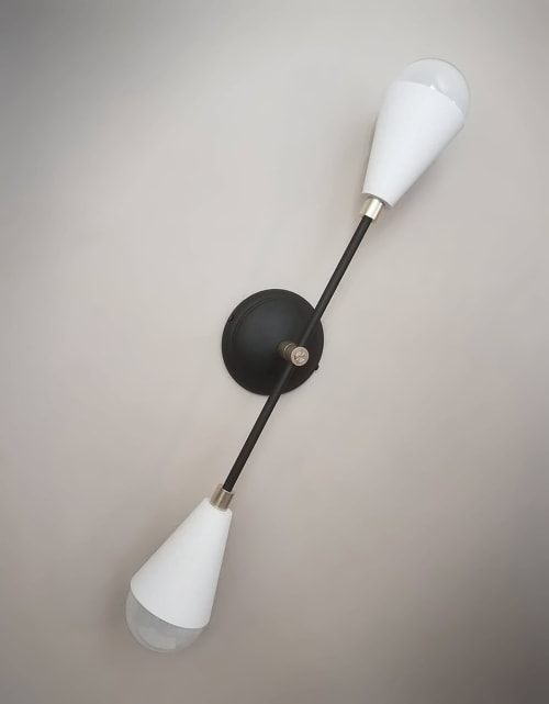 Industrial White, Black & Gold Light - Modern Sconce - Raw | Sconces by Retro Steam Works