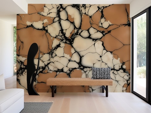 Terracotta Stone — Abstract Luxury Wallpaper Mural | Wall Treatments by ELLE WALLS
