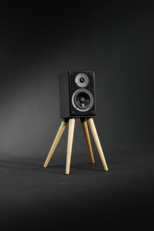 Audio speaker stand , iron and wood (2 units) | Storage by Manuel Barrera Habitables