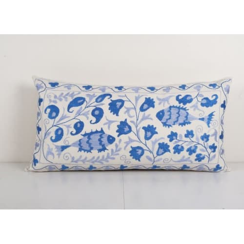 Bohemian Fish Figured Cotton Pillowcase, Ethnic Animal Patte | Pillows by Vintage Pillows Store