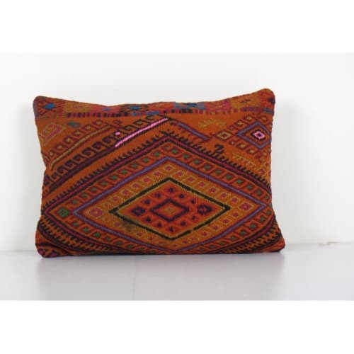Striped Turkish Red Jajim Kilim Pillow Cover, Cottage Decor | Pillows by Vintage Pillows Store