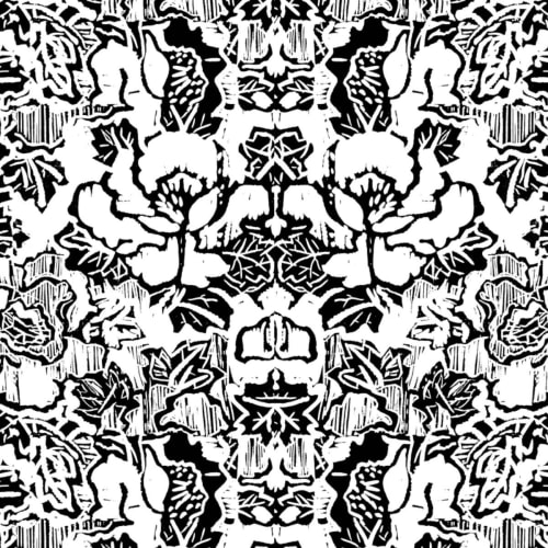 Indian Floral (Med), Black & White | Fabric in Linens & Bedding by Philomela Textiles & Wallpaper