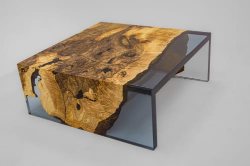 Waterfall Custom Epoxy Coffee Table - Epoxy Side Table | Tables by TigerWoodAtelier