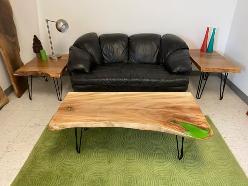 Sycamore Live Edge Coffee Table with Steel Hairpin Legs | Tables by Carlberg Design