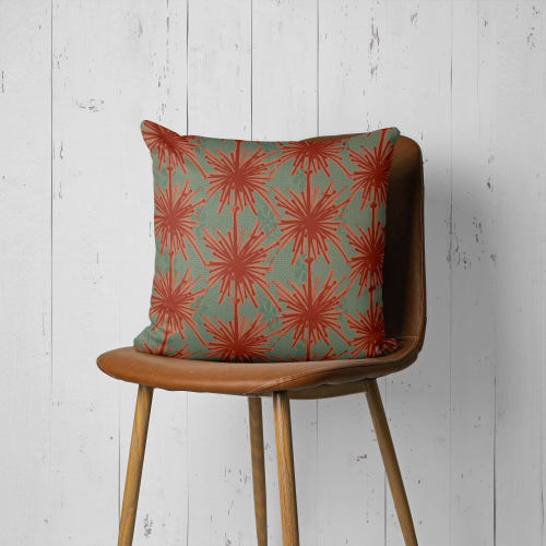 Flower Power Throw Pillow – Coral | Pillows by Odd Duck Press