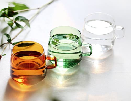 Glass Coffee Mug + Saucer | Drinkware by Vanilla Bean