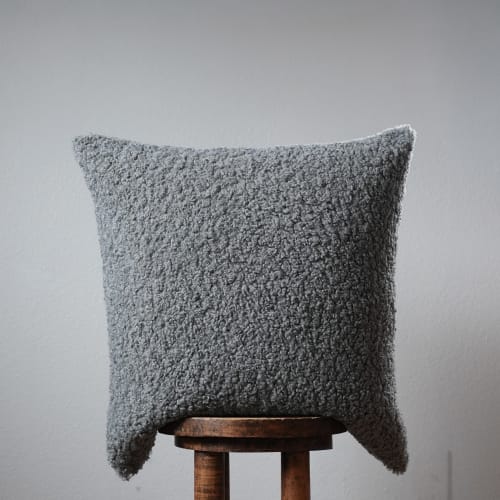 Curly Grey Boucle Pillow 22x22 | Pillows by Vantage Design
