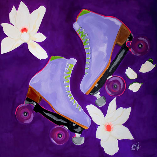 Skates & Blooms | Oil And Acrylic Painting in Paintings by Nicole Simms