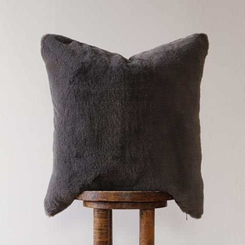 Grey Faux Fur Pillow 22x22 | Pillows by Vantage Design