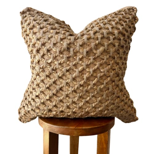 Braided Jute Boho Chic Pillow Cover 20" | Pillows by Busa Designs