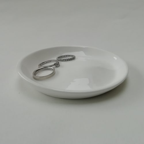 China Ring Dish. Ceramic Trinket Dish. Gilded Dish. | Ceramic Plates by Wendy Tournay Ceramics