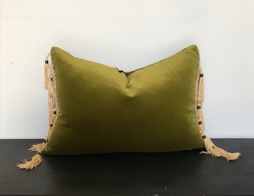 chartreuse silk velvet pillow // chartreuse silk velvet | Pillows by Velvet Fringe