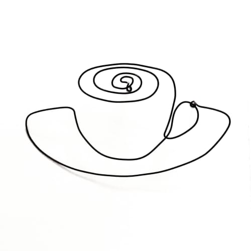 Coffee Cup Wire Wall Art | Sculptures by Wired Sculpture Studios