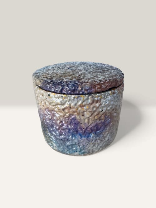 Twilight Pebble – Taupe & Indigo Concrete Jar | Decorative Objects by RAW & UNIQ