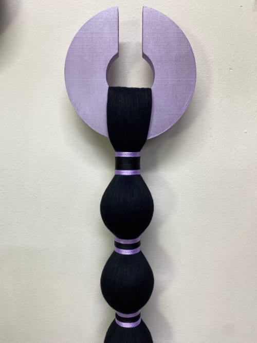 Modern Macrame Wall Hanging, Black and Lavender Boho Wall Decor, Geometric Fiber Art, 60cm Cotton Tassel Decor, Minimalist Home Gift | Wall Hangings by RavaTapestryArt