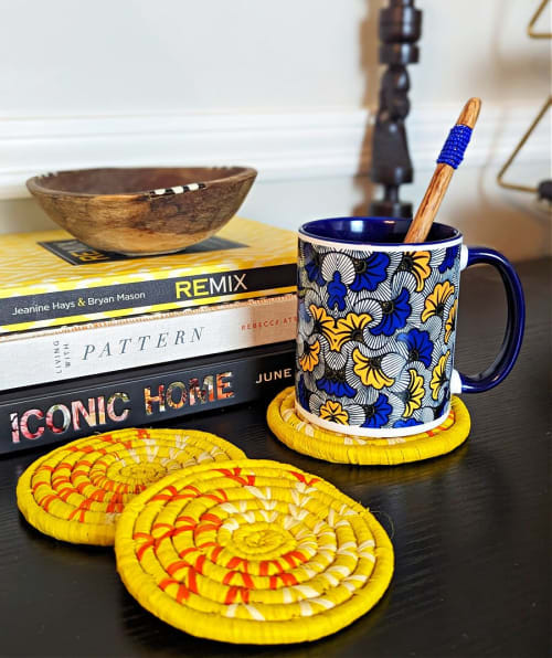 Blue Yellow Floral Pattern Coffee Mug | Drinkware by Reflektion Design