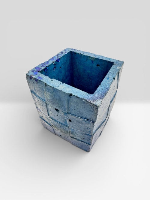 Sky Cobble Block Planter | Vases & Vessels by RAW & UNIQ