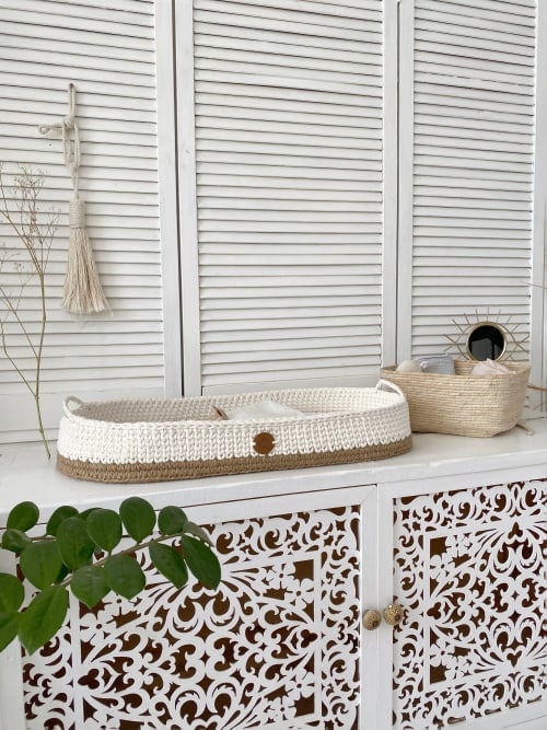 Boho baby changing basket with jute twine accent | Beds & Accessories by Anzy Home