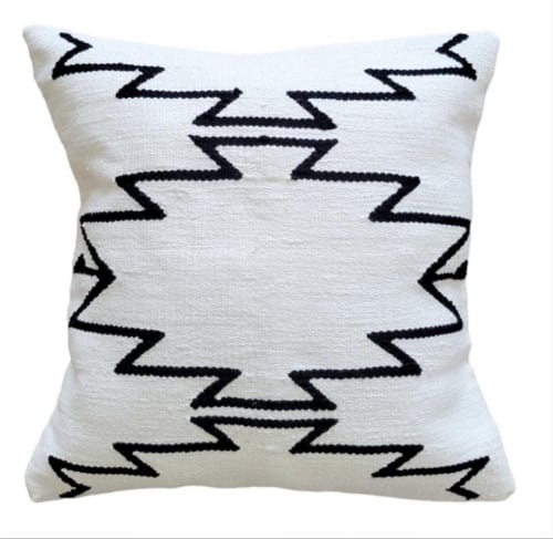White Cleo Handwoven Cotton Decorative Throw Pillow Cover | Pillows by Mumo Toronto Inc