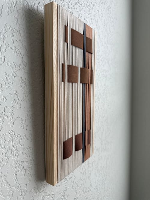 Woven Tile - String Theory- Suede and Grey #1 | Sculptures by Mpwovenn Fiber Art by Mindy Pantuso
