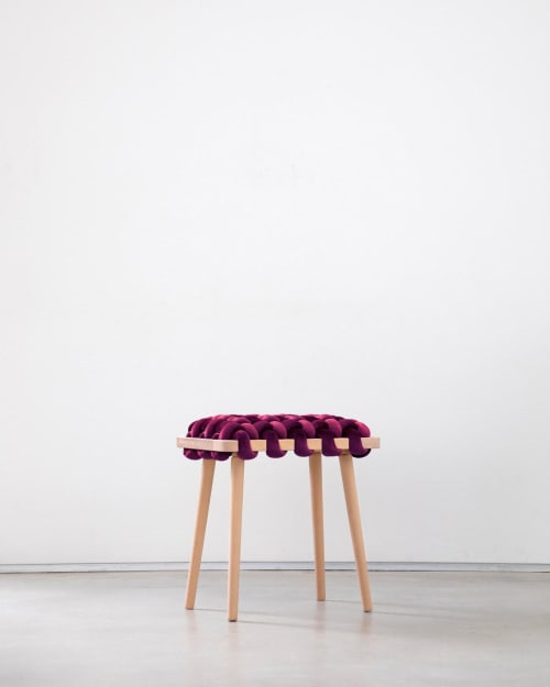 Burgundy Woven Stool | Chairs by Knots Studio