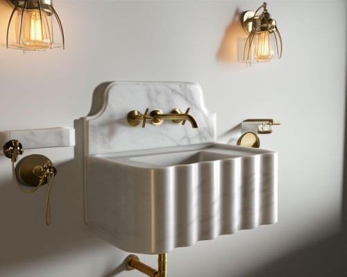 Handcrafted Carrara Marble Fluted Vessel Sink: Timeless Elegance and Radiance for Your Bathroom | Water Fixtures by AYMARBLEDESIGN LLC
