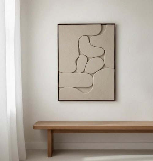 Sandy Beige Relief Wall Art: Modern 3D Texture Painting, Ornaments Bas-relief | Wall Sculpture in Wall Hangings by Vaiva Art Atelier