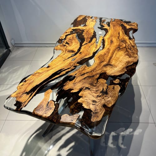 Custom Live Edge Epoxy Dining Table | Tables by Ironscustomwood