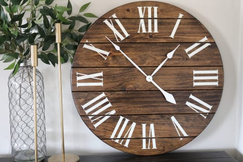 Dark Stained Wall Clock | Decorative Objects by Hazel Oak Farms