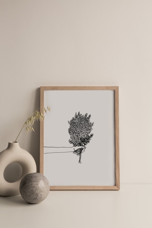 Floral Line Drawing Art Print, Bunch of Flowers Wall Art | Wall Hangings by Carissa Tanton