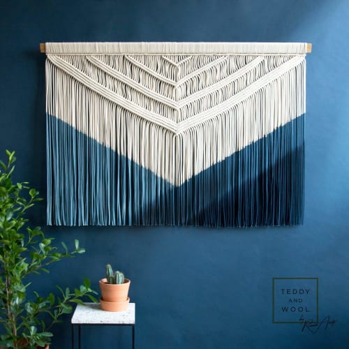 Dyed Fiber art with color Blocking - JACLYN | Wall Hangings by Rianne Aarts