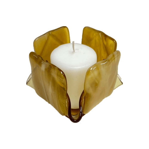 Streaky Amber Glass Candleholder | Candle Holder in Decorative Objects by Sand & Iron