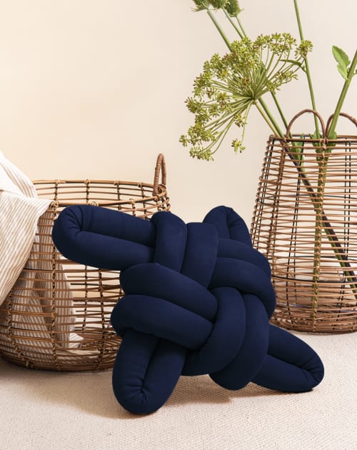 Indigo Blue Vegan Suede Knot Pillow | Pillows by Knots Studio