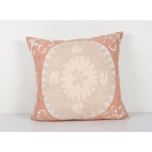 Vintage Neutral Pink Suzani Pillow Fashioned from a Mid-20th | Pillows by Vintage Pillows Store